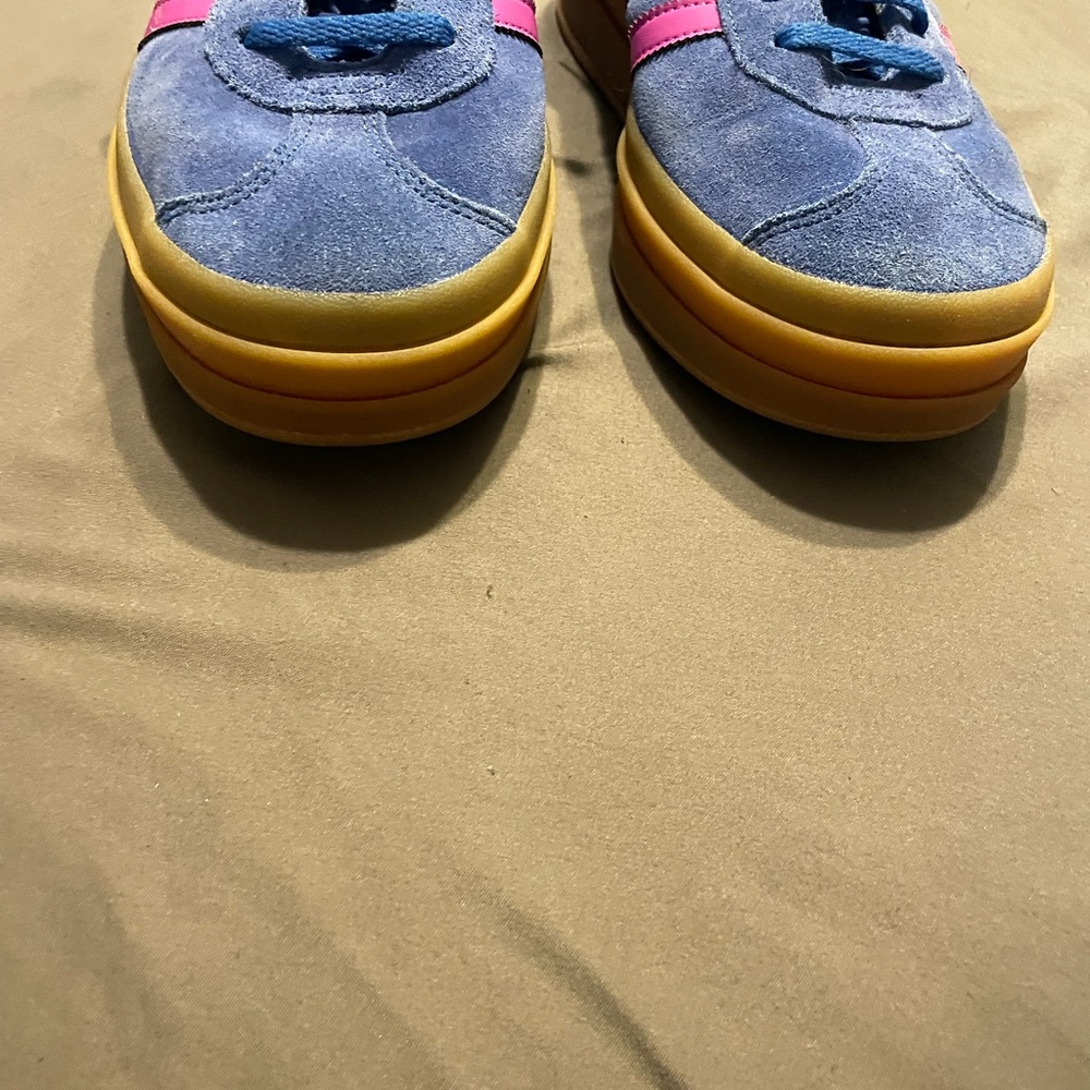 adidas Gazelle Platform Blue Pink Suede Sneakers - Picture 4 of 8